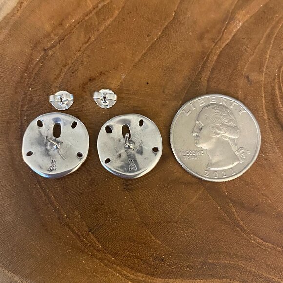 RETIRED James Avery Sand Dollar Ear Post Earring, Sterling Silver - Picture 2 of 2